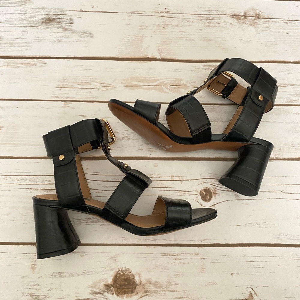 Topshop Block Heels with Buckles in Black